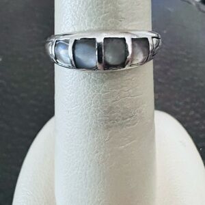 Sterling Silver mother of pearl Inlay Band Ring